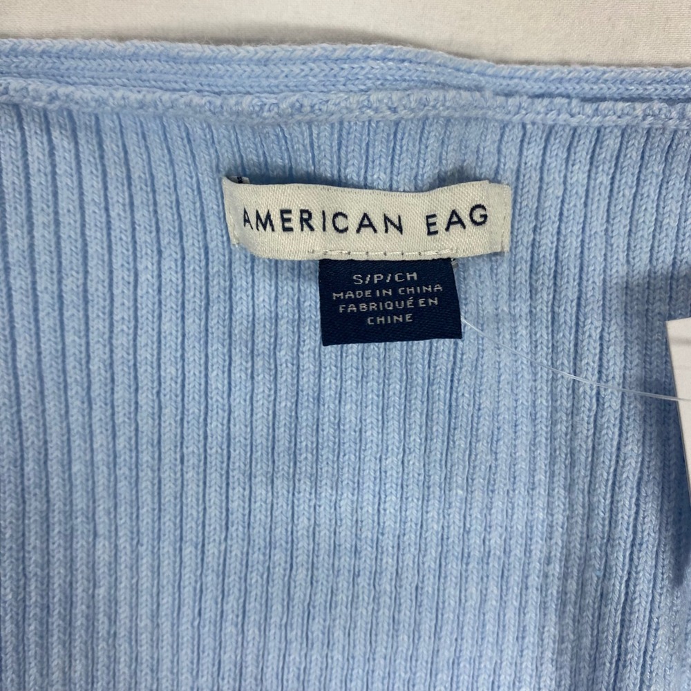 American Eagle Womens cropped light blue Ribbed V-Neck Cardigan Size S NWT - Picture 3 of 7